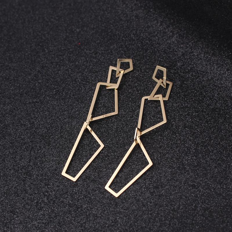New Exaggerated Long Hanging Earrings for Women Multi-layers Metal Trapezoid Pendants Dangle Earrings boucle oreille femme