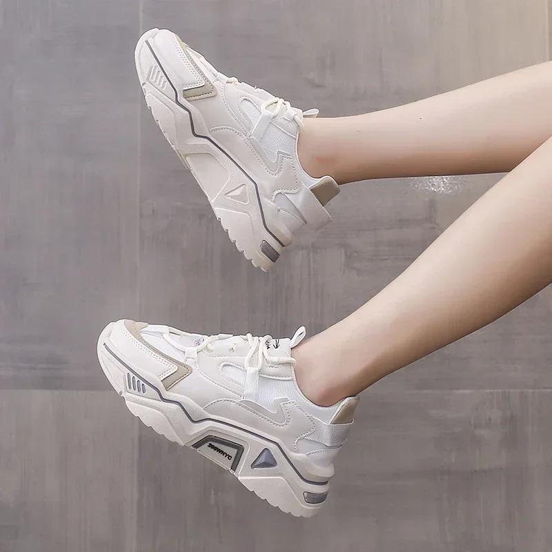 

Fashion 2025 Spring and Autumn New Leisure Student Color Matching Shoes Style Breathable Thick-soled Fashionable Sports 35