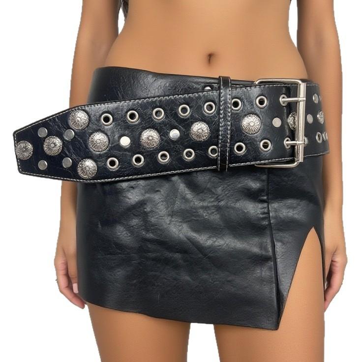 European and American Punk Rivet Sexy Wide Belt Men's Street Belt, Random Claw Nail Jeans Belt