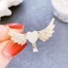 Broche ailes d'ange en forme de cœur pour femmes, mignonne, de luxe, couleur or, costume, chemise, col