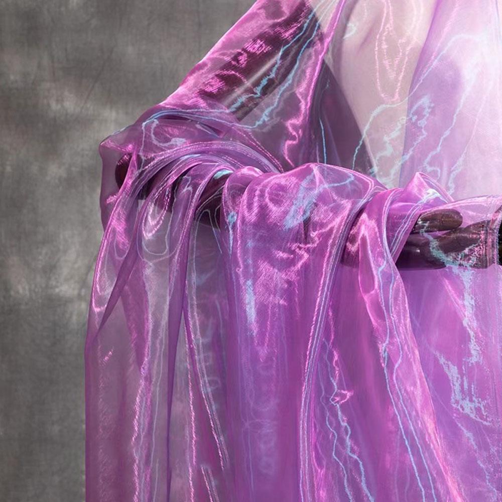 100X150cm Colorful Two-color Gradient Organza Mesh Fabric Shiny Tulle for Wedding Dress Headwear DIY Sew Patchwork Home Curtains