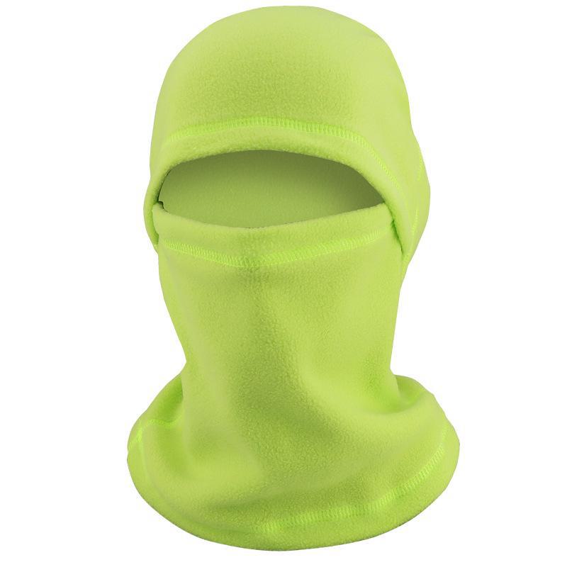 

Зимовий флісовий капюшон із захистом для вух - Тепла, вітрозахисна, товста велосипедна маска фарби люмінесцентні зелений колір