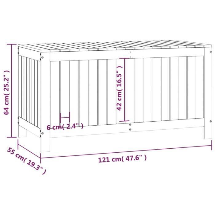 VidaXL Garden Storage Box White 121x55x64 Cm Pine Wood 823844