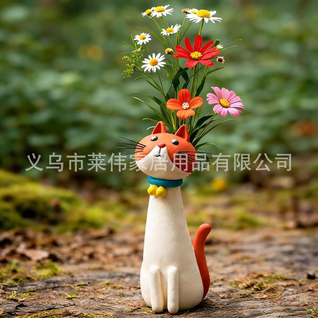 Funny Cat-shaped Vases, Vase Ornaments, Home Office Decoration, Cartoon Animals, Gifts, Multiple Options to Choose From