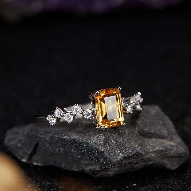 Wind S925 Sterling Silver Natural Colored Treasure Ring, High Sense Temperament, Lucky Niche Design, Light Luxury, High-End