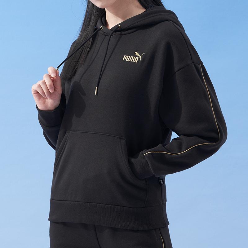 Puma Casual Long Sleeve Hoodie With Large Pockets Women hoodies Black 680146-01