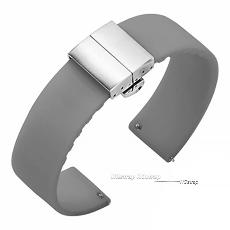 

20mm 22mm Quick Release Silicone Watchband for Rolex Women Men Waterproof Bracelet for Seiko 18mm 24mm Rubber Sport Bands 22mm сірий