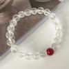 Korean Fashionable Red Agate White Crystal Faceted Beaded Bracelet
