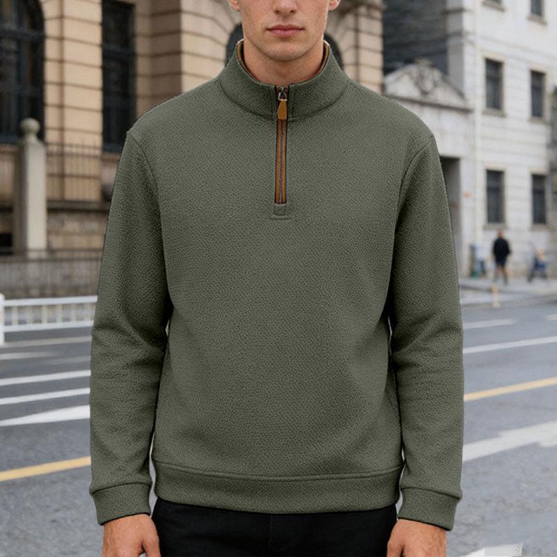 Autumn/Winter Men's Half-Zip Stand Collar Loose-Fit Casual Commuter Business Check Sweatshirt