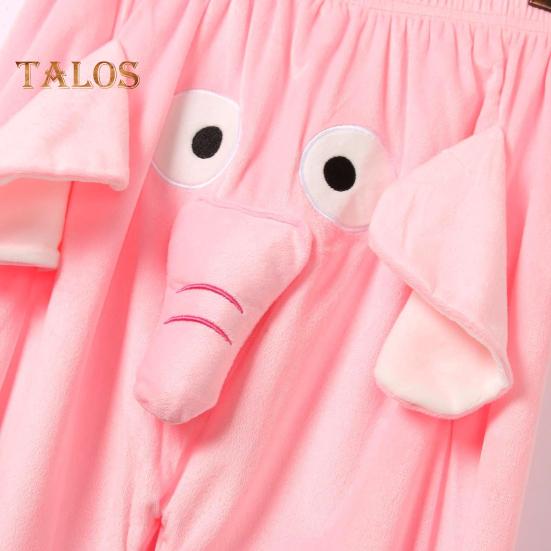 Calças de pijama com estampa de elefante de desenho animado, pernas largas, design feminino, masculino, calças de salão, cós elástico, cintura média, calças de pijama