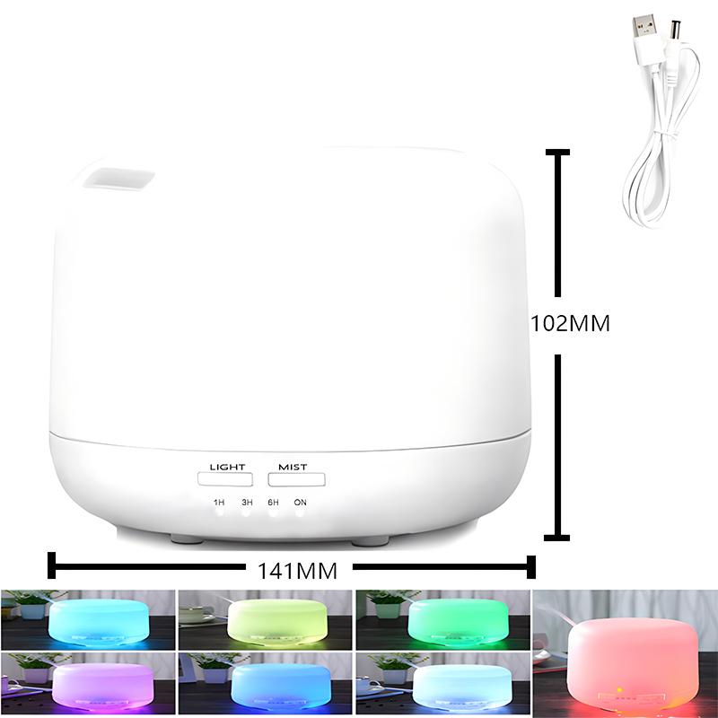 White 500ML Air Humidifier Colorful Night Light 6H Timing Essential Oil Aroma Diffuser USB Humidifier