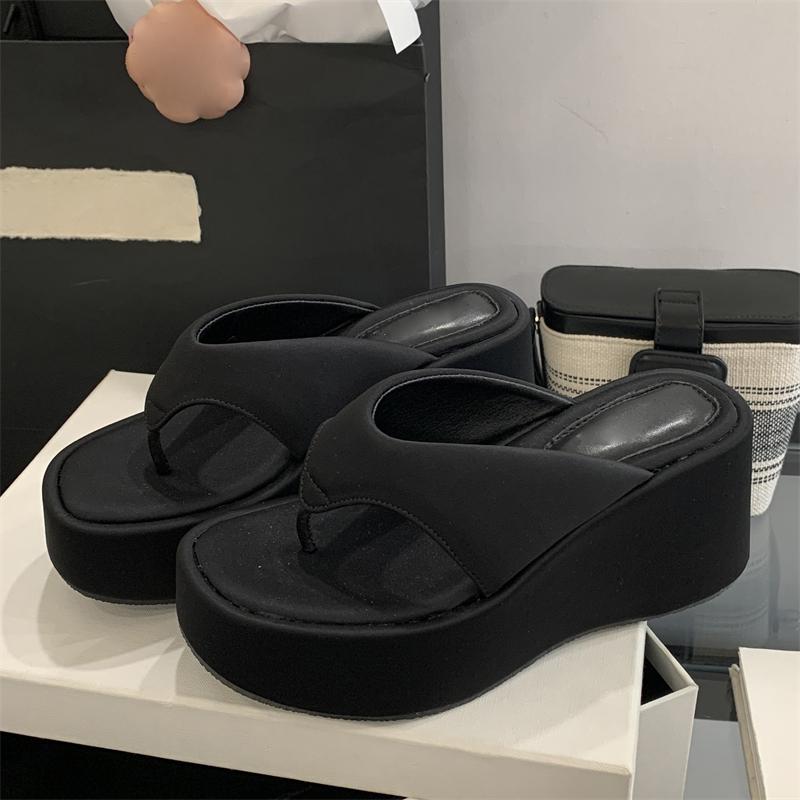 Moda Eilyken Nuova Moda Clip Toe Stampa Leopardo Piattaforma Zeppa Donna Pantofole Estive Tacchi Alti Massicci FLIP FLOPS Scarpe