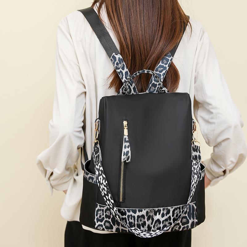 Women's Leopard Print Backpack Anti-Theft Travel Backpack Student Schoolbag
