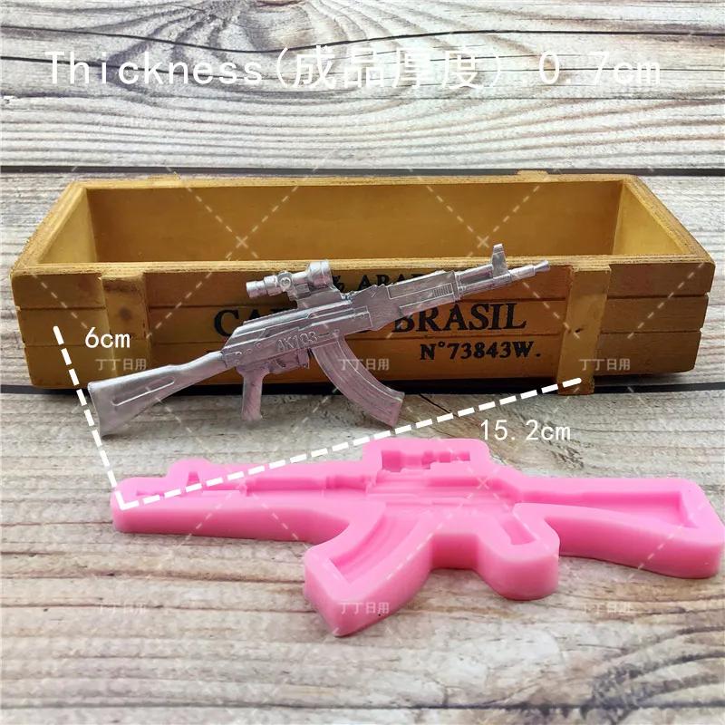 DIY Пистолет АК Форма помадка мыло 3D торт силиконовая форма, кекс желе конфеты шоколадное украшение, формы для выпечки