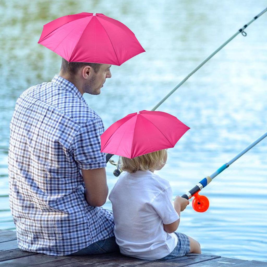 Headwear Umbrella Hat Elastic Headband Umbrella Waterproof Sunscreen Shade Umbrella Hat Adjustable for Camping Fishing Golf