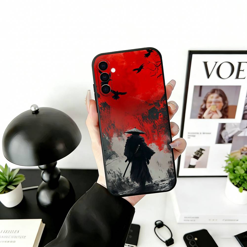 J-Japanisches Bushido S-Samurai Handyhülle Für Samsung Galaxy A73,A72,A71,A70,A53,A52,A51,Weiche Silikon Schwarze Hülle