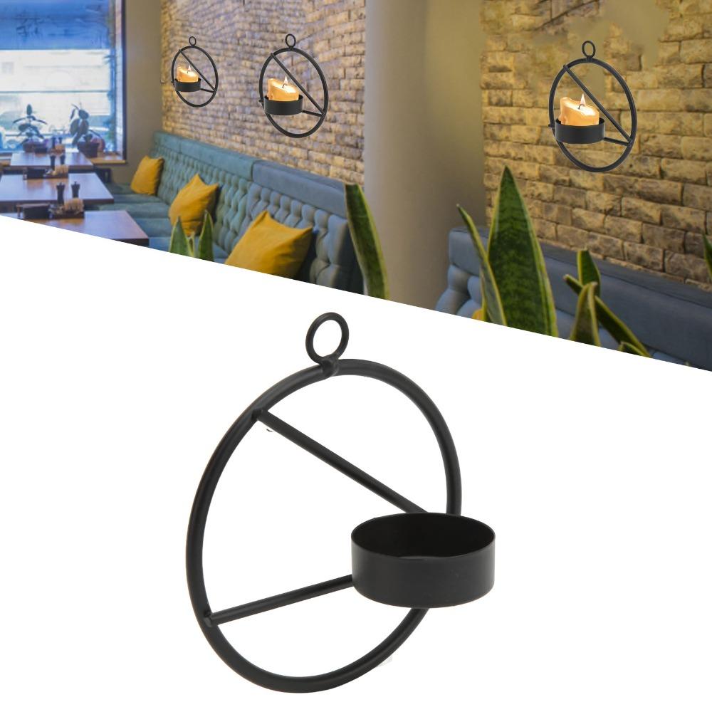 Black Color Wall Hanging Candle Holder Easy To Clean Round Candle Holder Fireplace Decor