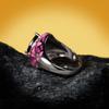 925  Ladies Jewelry Dark Blue Big Zircon Ring Pink Epoxy Irregular Creative Ladies Exquisite Jewelry Handmade Enamel ring