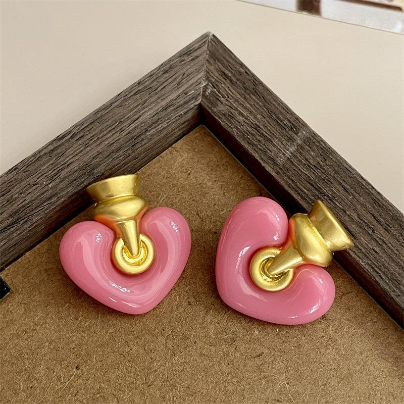 Fashion Classic Pink Color Crystal Enmale Earrings For Women Girls Exquisite Design Pendant Flower Ear Rings Jewelry Accessories