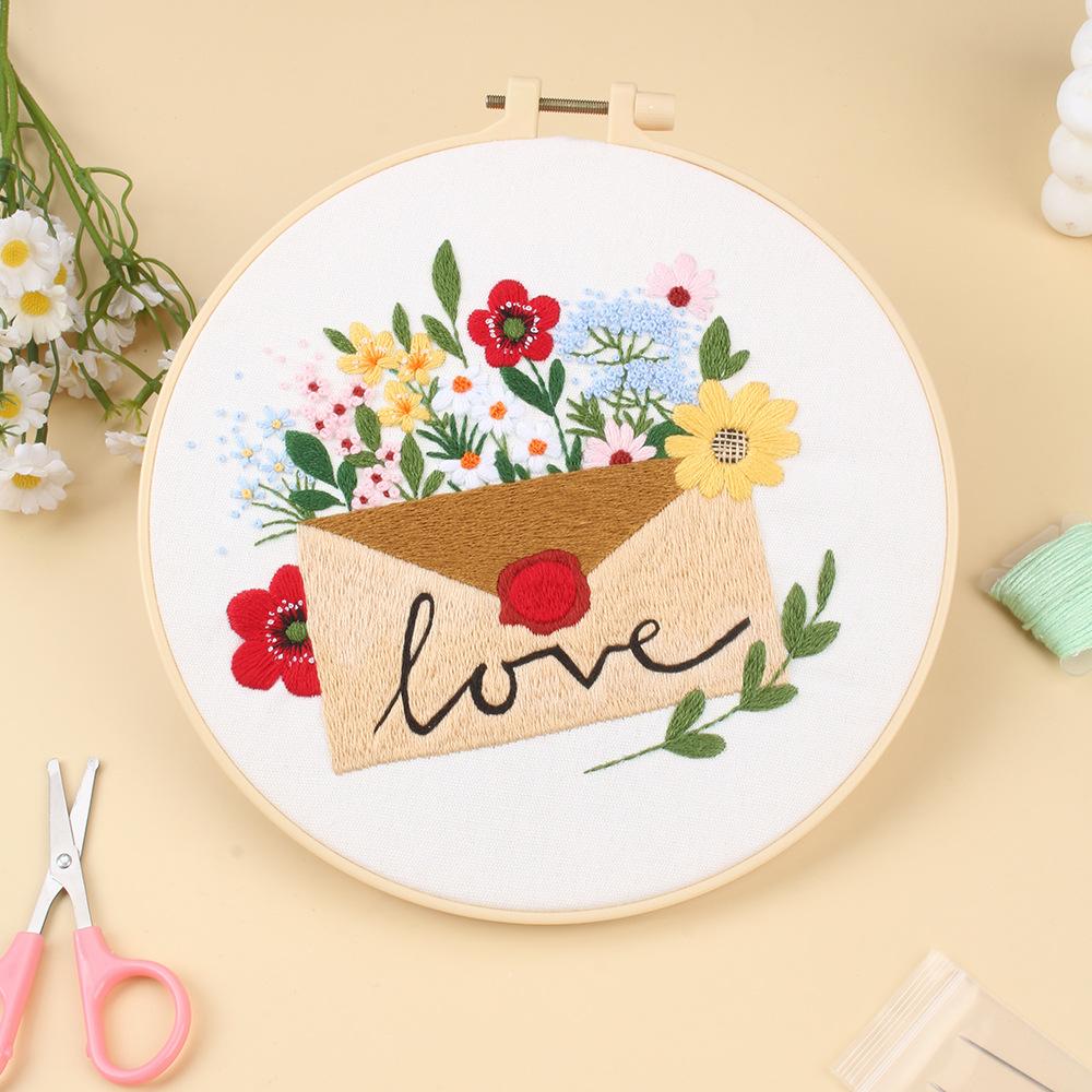 New Love Letter Flower Home Embroidery Handmade Diy Material Package Embroidery
