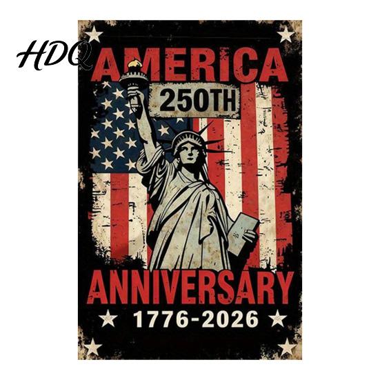 250th Anniversary Flag America Garden 250 Years of Freedom Patriotic Banner Outdoor Decoration 4th July Yard Sign for Independence Day Memorial
