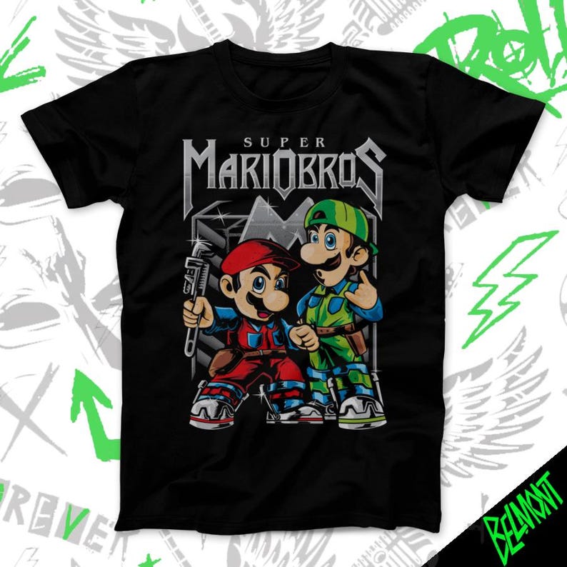 Super Movie Br0s kids T-Shirt Unisex Shirt Heavy Metal Shirt Video Game Tee Gamer Clothing 130