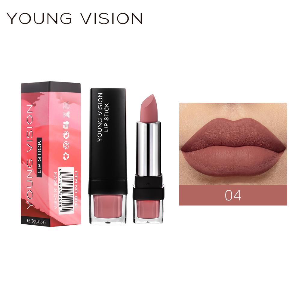 YOUNG VISION Mute and dry 12 color single lipstick Velvet non-stick cup lip balm