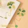 Classical Chinese Hollow Bookmark with Lotus Leaf Pendant