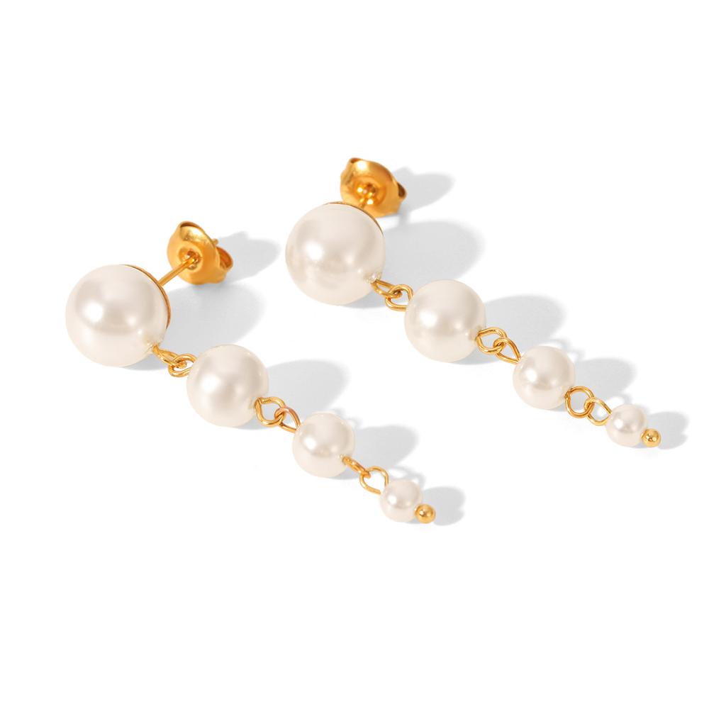 French Style Pearl Earrings Stainless Steel Studs Ins Titanium Steel Jewelry Light Luxury High-end Feel 18k Gold