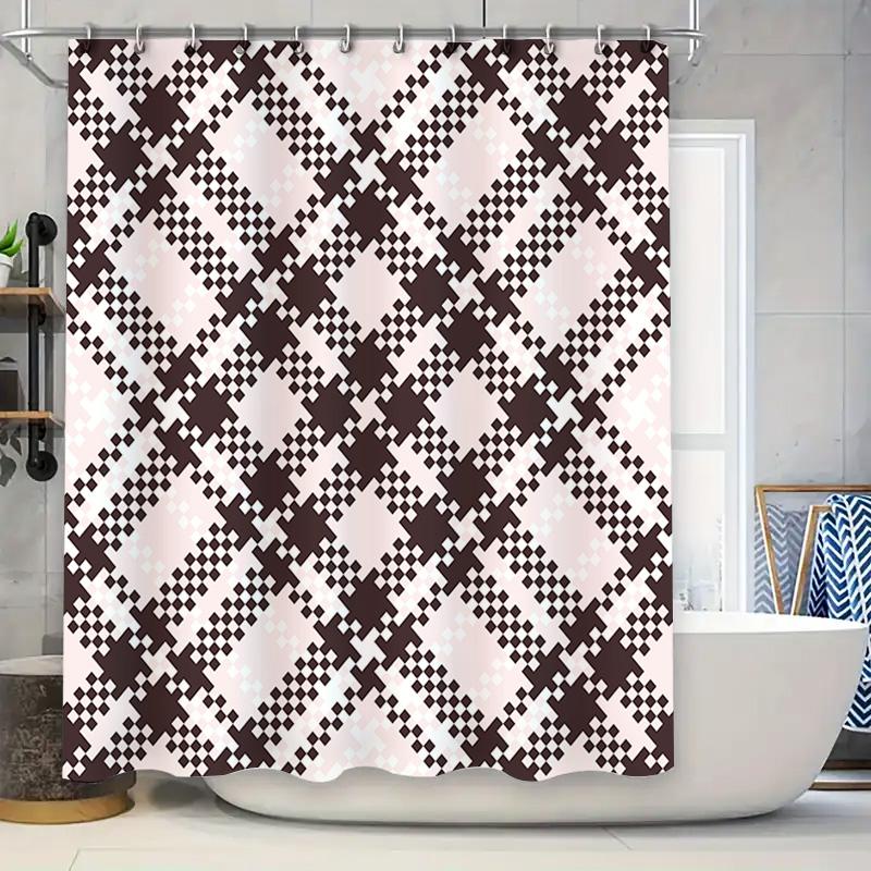 

Patterned Shower Curtain Modern Geometric Design For Bathroom Decor Easy Installation, Durable Fabric Material W60H190(CM)-1 Pcs