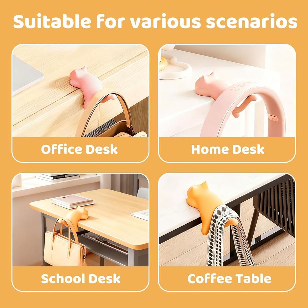 1/4PCS Portable Multi Functional Desk Side Hook Table Edge Cat Backpack Hanger Organizer for Handbag Backpack Purse Storage