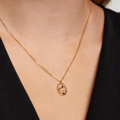 18 Karat vergoldete Sternzeichen-Halsketten für Mädchen und Frauen, 12 Sternbild-Geburtsstein-Halskette, Farbe Zirkon, hohle Halskette, Liebhaber, zierliche Schmuckgeschenke