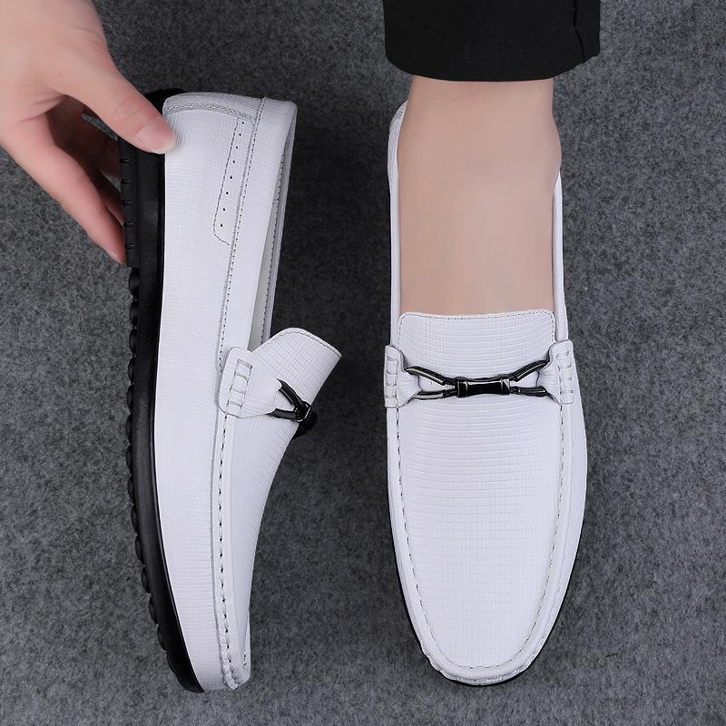 High Quality Men Comfortable Soft Soled Bean Shoes Fashionable Outdoor Brand Breathable Round Toe Anti Slip Casual Driving Shoes
