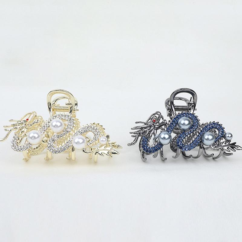 Cool Girls Hair Claw Festive Hairpin New Year Ornaments Headdress Accessories 2024 Dragon Studded Diamante Headdress