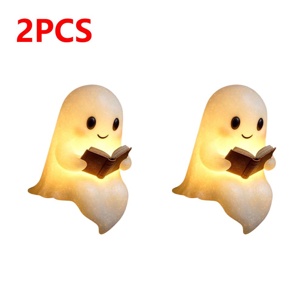 Halloween Cute Ghost Lamp USB Powered Light Up Halloween Ornament Lovely Ghost Figurine Light for Bedroom Study Room Reader