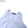 ZANZEA Bohemian Style Summer Casual Round Neck Sleeveless Long Dress