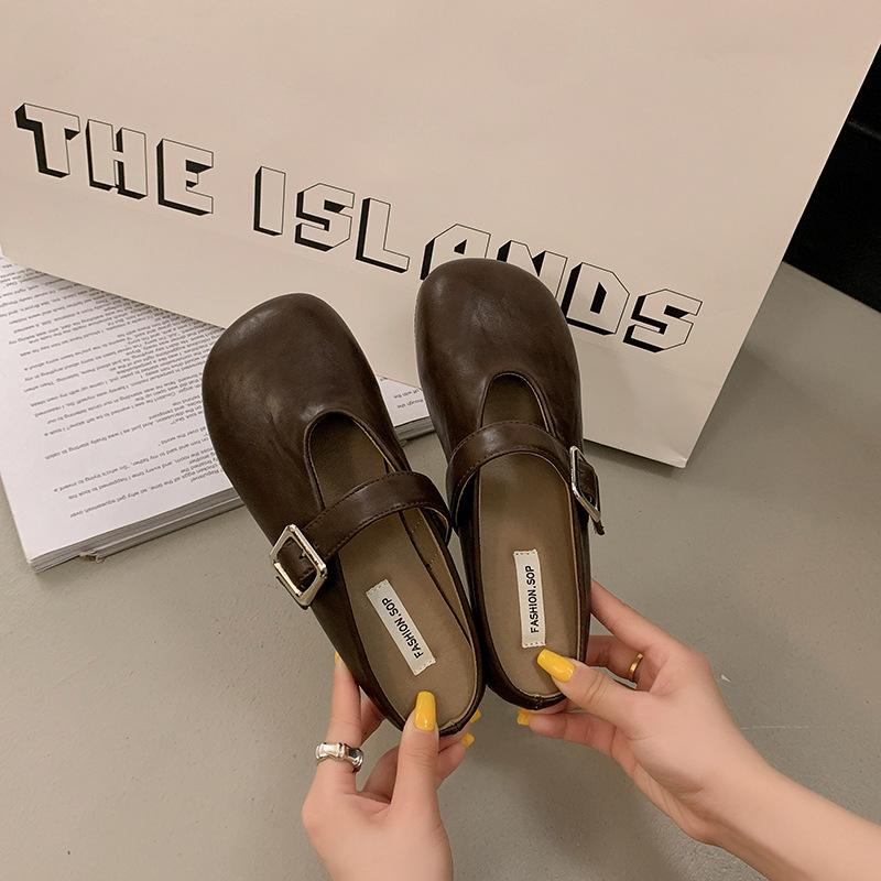 

Полусапожки женские 2025 весна и лето новая одинарная обувь неглубокие ленивые туфли туфли Мэри Джейн тапочки женская верхняя одежда 40