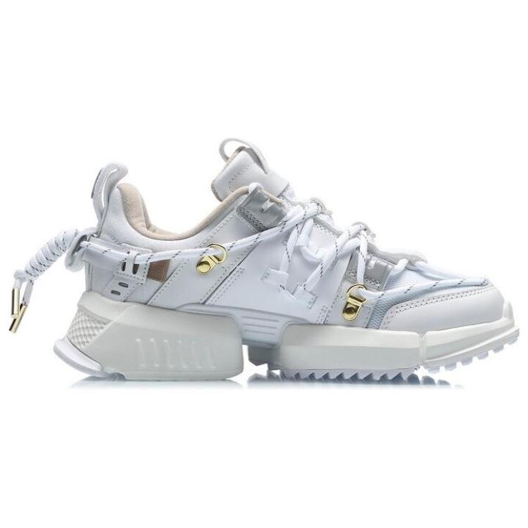 Li Ning Pan Gu Slip Resistant Abrasion Resistant Support Low top Sports Casual Shoes Women's White Gold AGLQ182-1