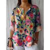 Fashion Summer Floral Printed Women Blouse V Neck Loose Casual Simple Office Shirt Ladies Summer Plus Size Holiday Sweet Short Sleeve Tops Clothes