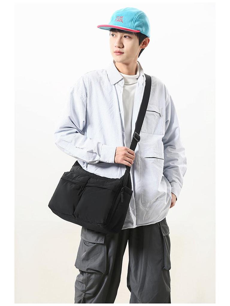 Unisex Large Capacity Multi-Pocket Crossbody Tote - Water-Repellent Workwear Style Shoulder Bag