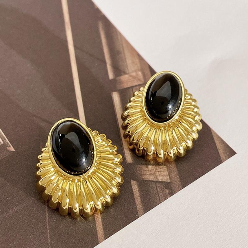 Black Oval Metal Drop Earrings for Women Minimalism Temperament Brincos Hyperbole Fashion Party Jewelry