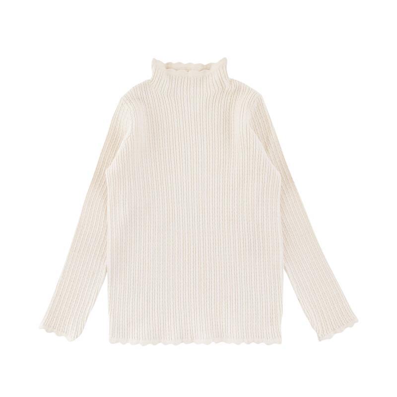 YouYou Girls' Semi-High Neck Knit Thermal Base Layer