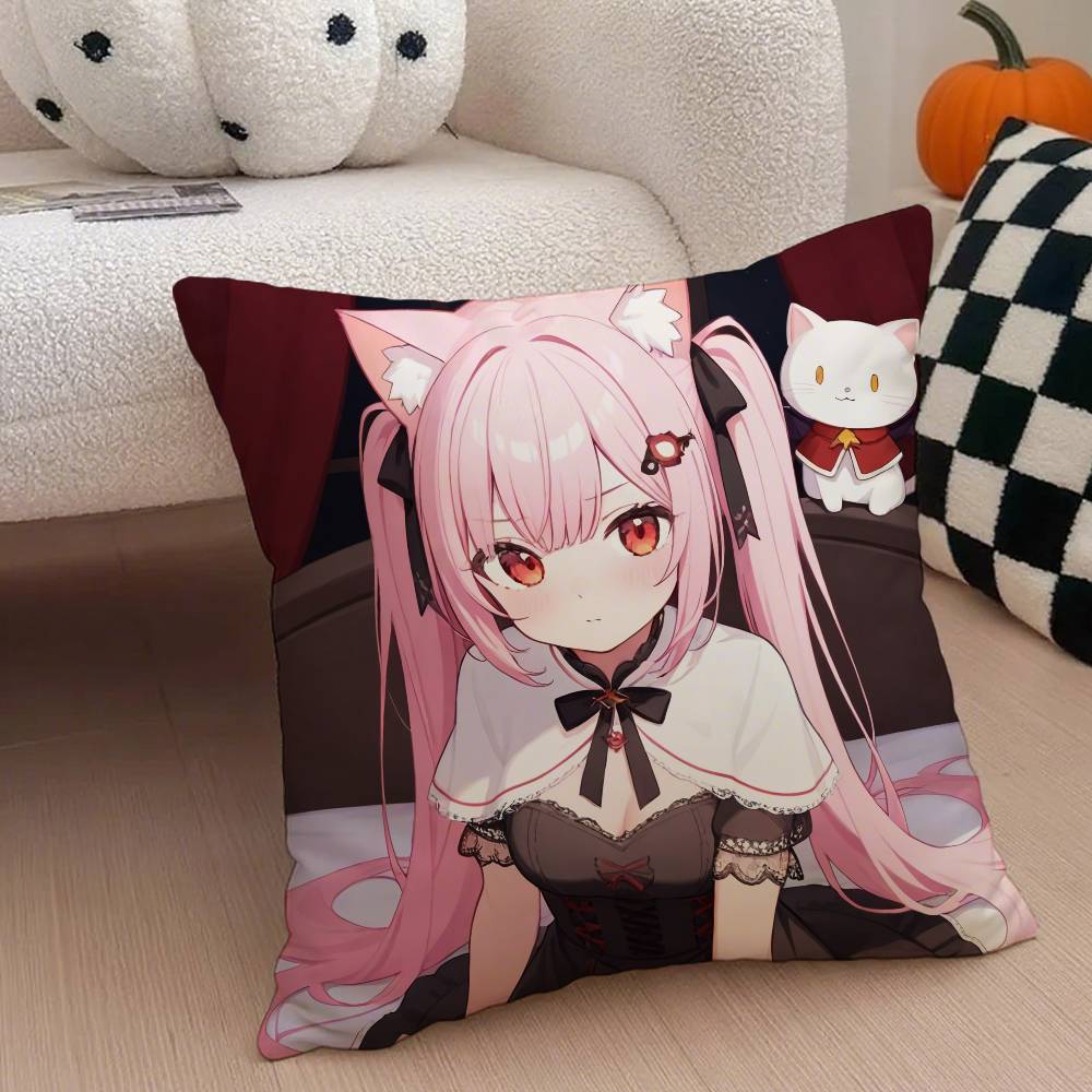 Чокола Nekopara Аниме Наволочка Антипылевая клещевая наволочка Невидимая молния Шелковистый короткий плюш Чехол для подушки на диван 12x12Inch