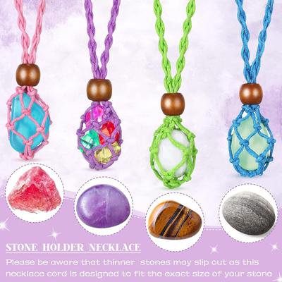 1 Stück Halskettenhalter Kordel, Leerer Verstellbarer Kristallhalter, Geflochtene Verstellbare Länge Rohstein Anhänger Netzkordel Für DIY Schmuck Halsketten Zubehör
