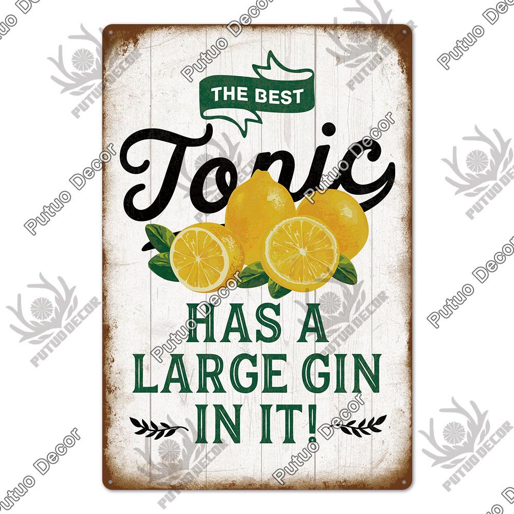 Mfoever Tin Decor Gin Brand Vintage Wine Tin Sign Metal Alcohol Plaque for Home Kitchen Bar Pub Club Man Cave Decoration Wall Decor