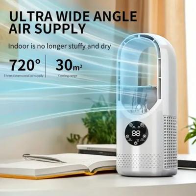 Ventilateur de climatisation portable Ventilateur tour USB Ventilateur de bureau sans pales - Refroidissement par brumisation d'eau, Lumière d'ambiance LED sept couleurs, Minuterie et arrêt intelligent