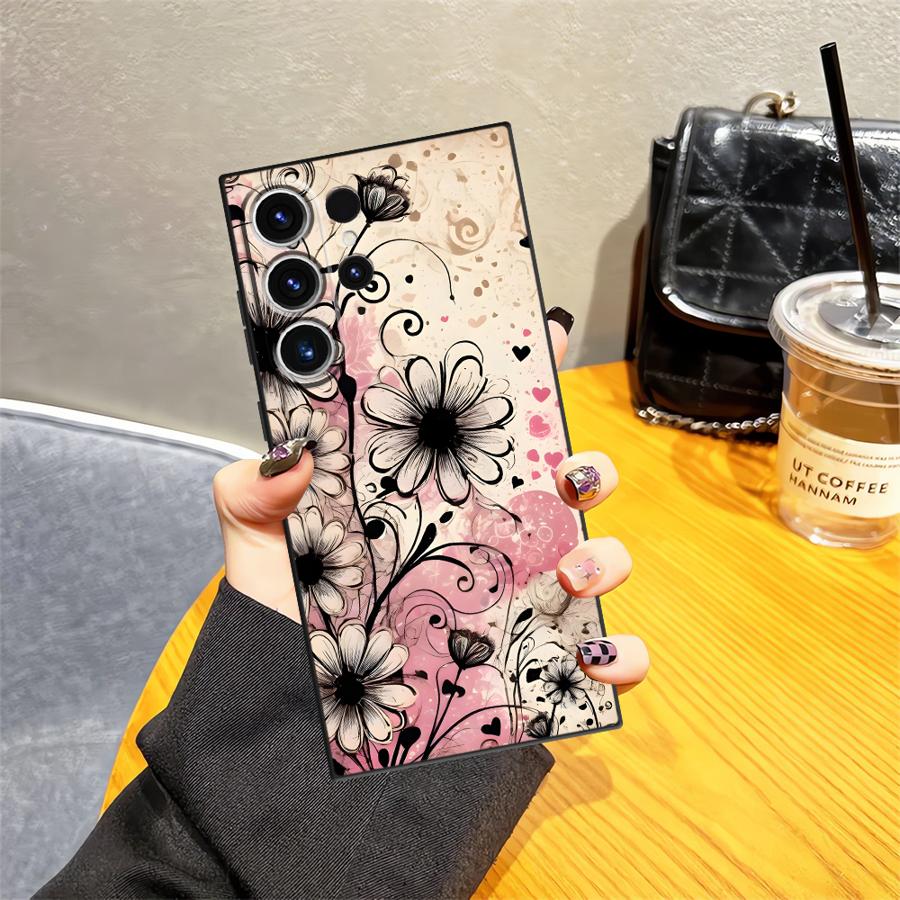Retro Floral Pattern Funda Phone Cover Case for Samsung Galaxy S26 Ultra S23 Note 20 8 9 10 S10 S9 S20 Ultra S25 Plus S21 FE S24