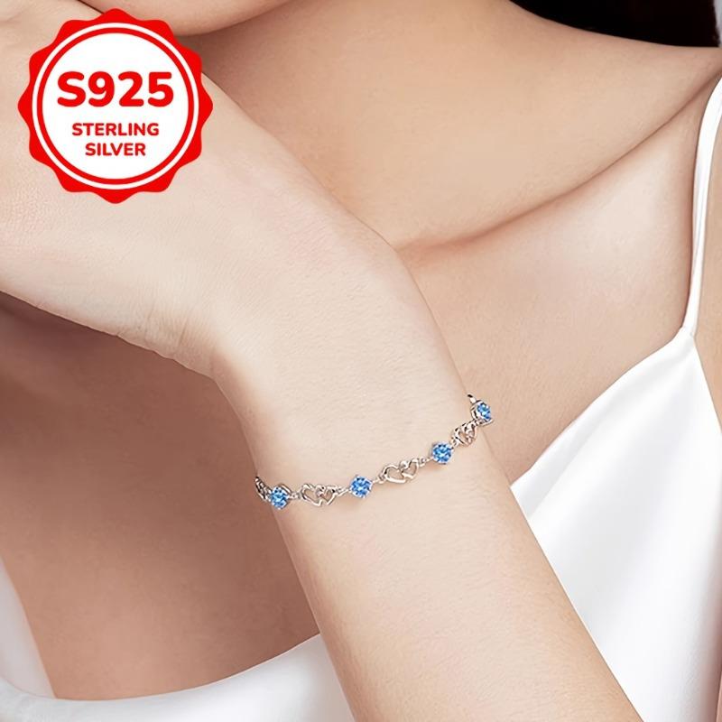 Elegant 925 Sterling Silver Bracelet with Synthetic Zircon Suitable for Women's Bohemian Sexy Style