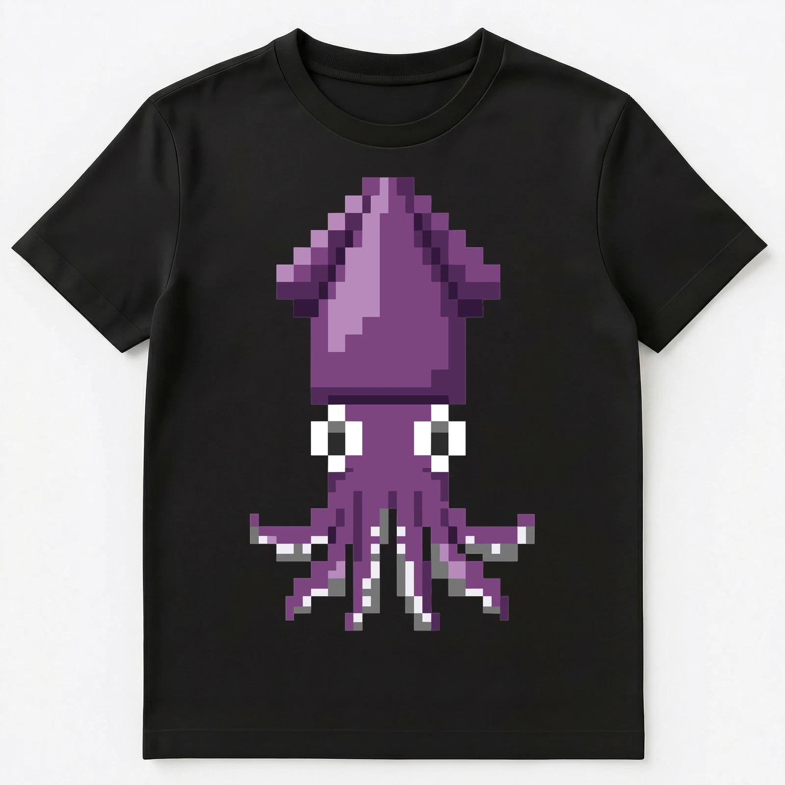 Gamer Cute Pixel Squid Video Game Unisex T-Shirt L