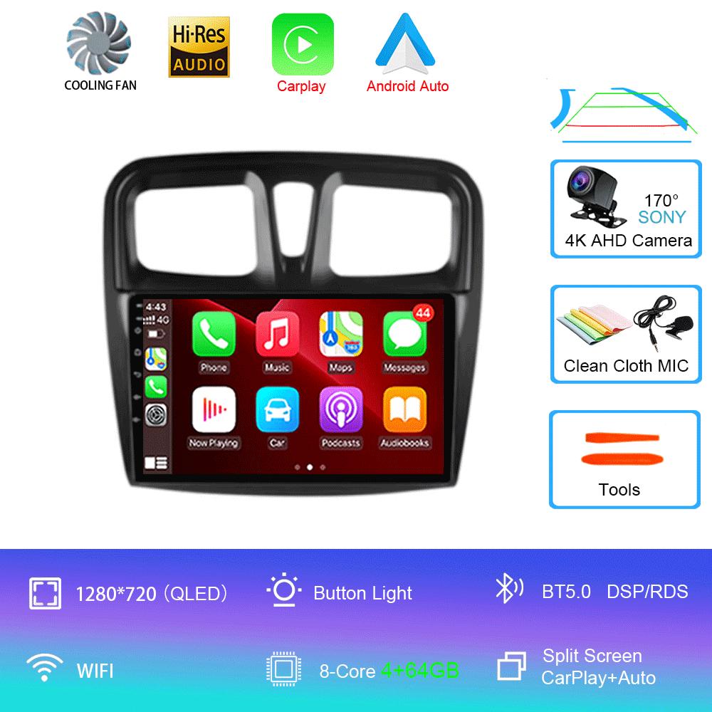 Car Radio Android 14 Carplay For Renault Logan 2 Sandero 2 2012 2013 - 2019 Navigation GPS Multimedia Player wifi+4G BT DSP 2DIN